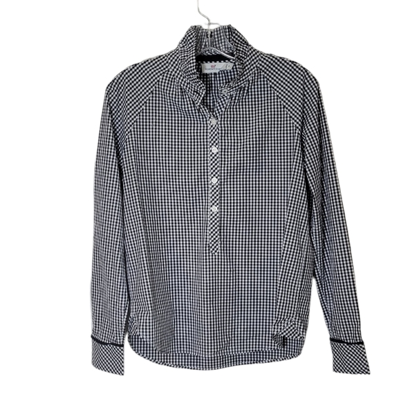 Vineyard Vines Tops - Vineyard Vines Gingham Ruffle Button Down Black and White Shirt Size 2
